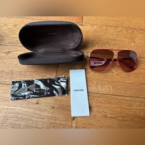 Tom Ford Red Sunglasses with Case